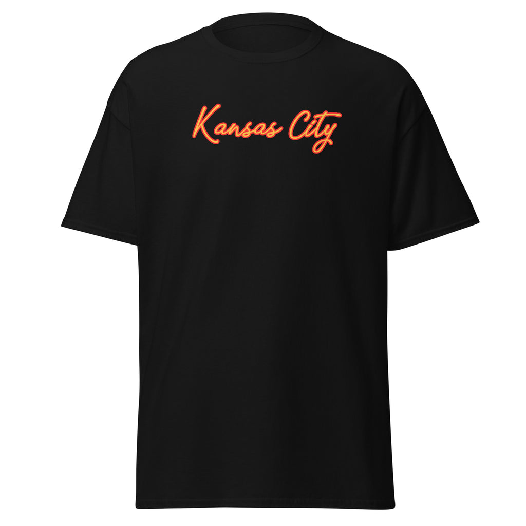 Black Kansas City Cursive T-Shirt (Red/Gold)