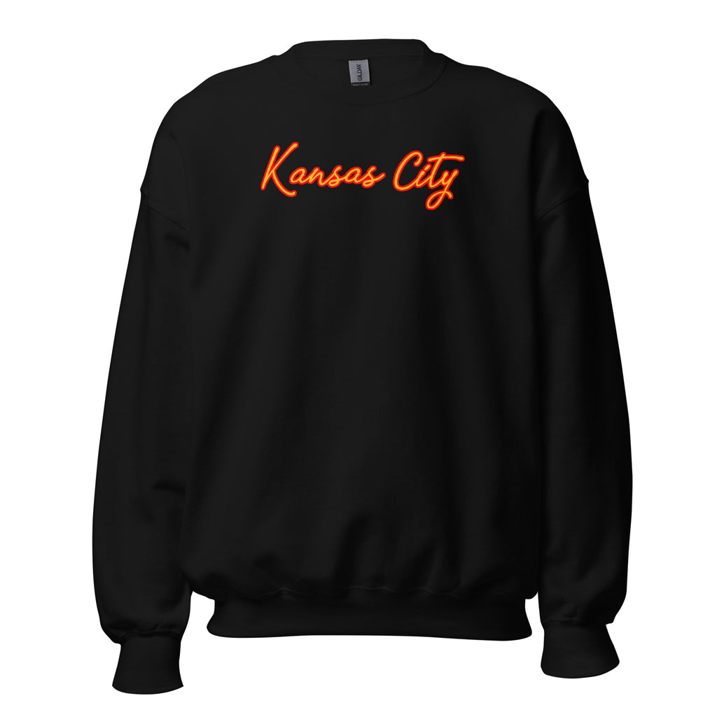 Black Kansas City Cursive Crewneck (Red/Gold)
